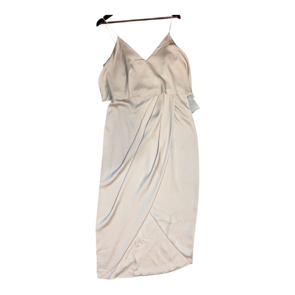 Shona Joy NWT Luxe Frill Tulip Hem Cocktail Dress Porcelain Size 12 Satin